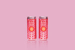 Two cans of 'All Hours' Rosé Cans on a Pink Background