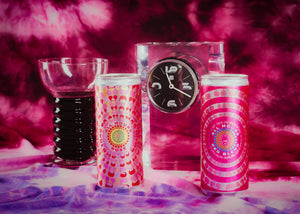 
                  
                    Load image into Gallery viewer, Two cans &amp;#39;All Hours&amp;#39; Red Blend Cans on Tie Dye background with clock
                  
                