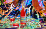 2022 Dorn Vineyard ‘Party Monster’ Pet Nat Sparkling Rosé on iridescent backdrop with glasses