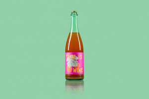 2021 'This Is Wine' Sparkling Apple Cider Pressed on Carignan Skins on green bacground